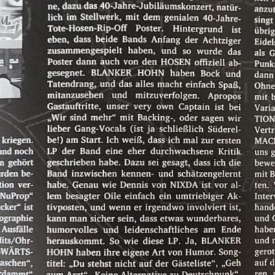 Review Mind the Gap Fanzine im August 2023